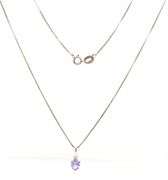 14kt White gold blue topaz pendant on box chain necklace