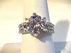 Ladies Large 4.5 Ct Sparkling Ice White Lavender Simulated Lab Diamond Ring