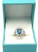Enchanting Very Rare 2.55CTS London Blue Topaz and 0.41CTW Diamond Ring in 14KT White Gold Over Ster