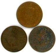 3 Different Early Date Indian Head Cents: 1874, 1875, 1876