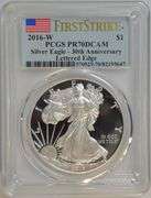 Flawless 2016-W Gem Proof $1 Silver Eagle. PCGS PR70DCAM Lettered Edge