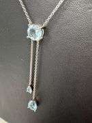 Sterling Silver Blue Topaz Lariat Necklace – Elegant Drop Pendant Design