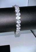 18 Kt White Gold Plated Huge 32.5 Ctw Simulated Diamond Tennis Bracelet