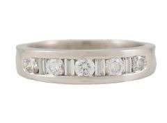 Gardiner Brothers 0.75ctw Round and Baguette Diamond Band Ring in Platinum