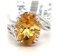 Amazing 5.86CTS Oval Brilliant Cut Citrine Ring in Sterling Silver