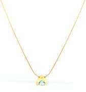Pretty 14K YG Trillion Cut Aquamarine Pendant on Necklace