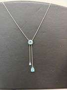 Sterling Silver Blue Topaz Lariat Necklace – Elegant Drop Pendant Design