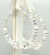 925 Sterling silver large bamboo style hoop earrings