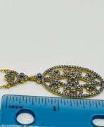 925 Gold Tone Sterling Silver Filigree Crystal Pendant With Chain Necklace