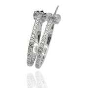 18K(750) Solid White Gold Natural Diamond Hoop Earrings