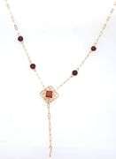 14kt Yellow gold garnet station lariat necklace