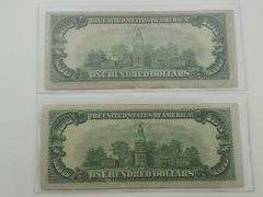 (2) 100 U.S. Federal Reserve Notes 1934A & 1950D