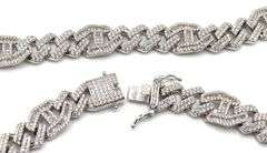 925 Sterling silver cubic zirconia link chain necklace