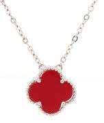 925 Sterling silver coral clover 12mm pendant on chain