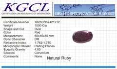 Magnificent Huge Museum Size 1000 Ct Certified Red Ruby Solitaire