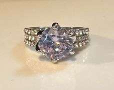 Ladies Large 4.5 Ct Sparkling Ice White Lavender Simulated Lab Diamond Ring