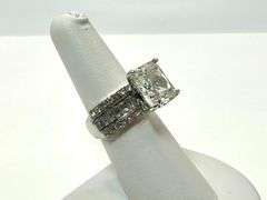 14 Kt White Gold Plated 7 Ct Princess Cut Simulated Diamond Ring