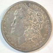 Very high grade 1890-CC Morgan Silver Dollar. Sharp