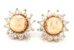 14kt Yellow gold 0.25ctw diamond halo gold ball stud earrings