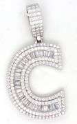 Initial C cubic zirconia pendant in 925 Sterling silver