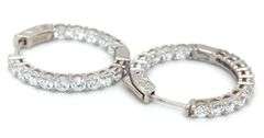 925 Sterling silver in/out round brilliant cubic zirconia hoop earrings