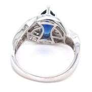 925 Sterling silver blue marquise and baguette cut white cubic zirconia ring