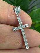 Rhodium Plated 925 Sterling Silver Moissanite Cross Pendant