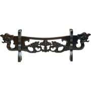 Hand-Carved Wooden Sword Display Stand with Dragon Head Design