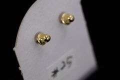 10k Yellow Gold Biker Skull Heart Eye Face Stud Earrings