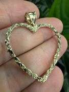 10k Yellow Gold Diamond Cut Rope Heart Pendant Charm