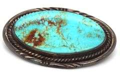 Vintage 925 sterling silver signed turquoise brooch