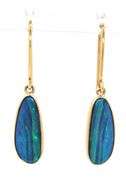 14kt Yellow gold Boulder opal dangle earrings