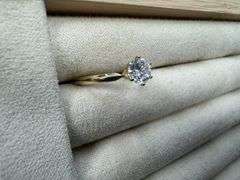 10k Yellow Gold Classic White CZ Solitaire Engagement Band Ring Size 6.75