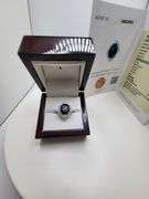 Very fine Black diamond 7.43 ctw with diamond accent set in silver ring, EGL certified