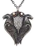 925 Sterling silver diamond double horse pendant on chain