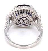 925 Sterling silver round brilliant cut blue cubic zirconia ring