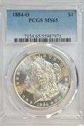 Solid blazing Gem BU 1884-O Morgan Silver Dollar. PCGS MS65