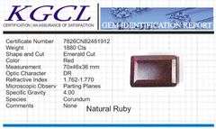 Magnificent Certified Museum Size 1880 Ct Natural Red Ruby Solitaire