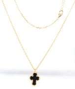 925 Sterling silver black onyx cross pendant on chain