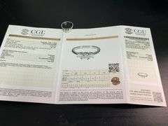 CERTIFIED 14K WHITE GOLD DIAMOND RING- LEO