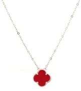 925 Sterling silver coral clover 12mm pendant on chain