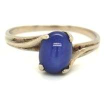 10kt White gold Linde star sapphire ring