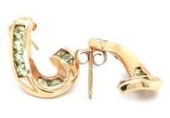 Stylish 14K YG Post Earrings with a Swirl of Peridots