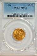 Gorgeous Gem BU 1903 US $2.50 Liberty Gold Piece. PCGS MS65