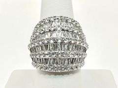 Sparkling 14 Kt White Gold Plate 21.5 Cttw. Simulated Diamond Ring