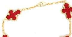 925 Sterling silver coral cross link bracelet