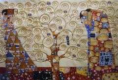 Highly Collectible After Gustav Klimt One of a kind oil on Canvas signed by the artist, Tree of life