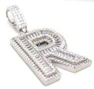 Initial R cubic zirconia pendant in 925 sterling silver