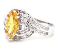925 Sterling silver marquise yellow cubic zirconia ring