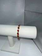 Beautiful 14 Kt Yellow Gold Plated Lab Simulated 16.5 Cttw Red Ruby Diamond Tennis Bracelet